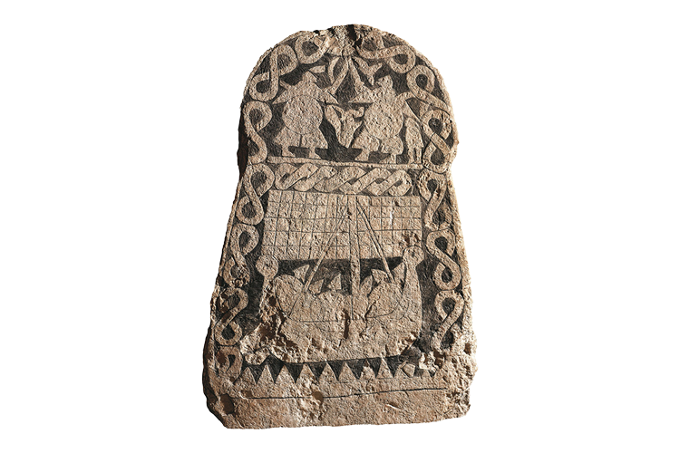 Viking runestone depicting a vessel with a sail