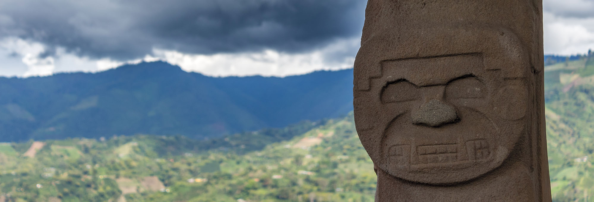 Statue of hybrid human-reptile figure, San Agustin Archaeological Park, Colombia