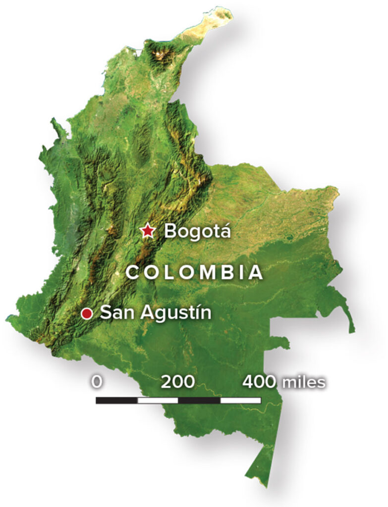 Map of Colombia with San Agustin located