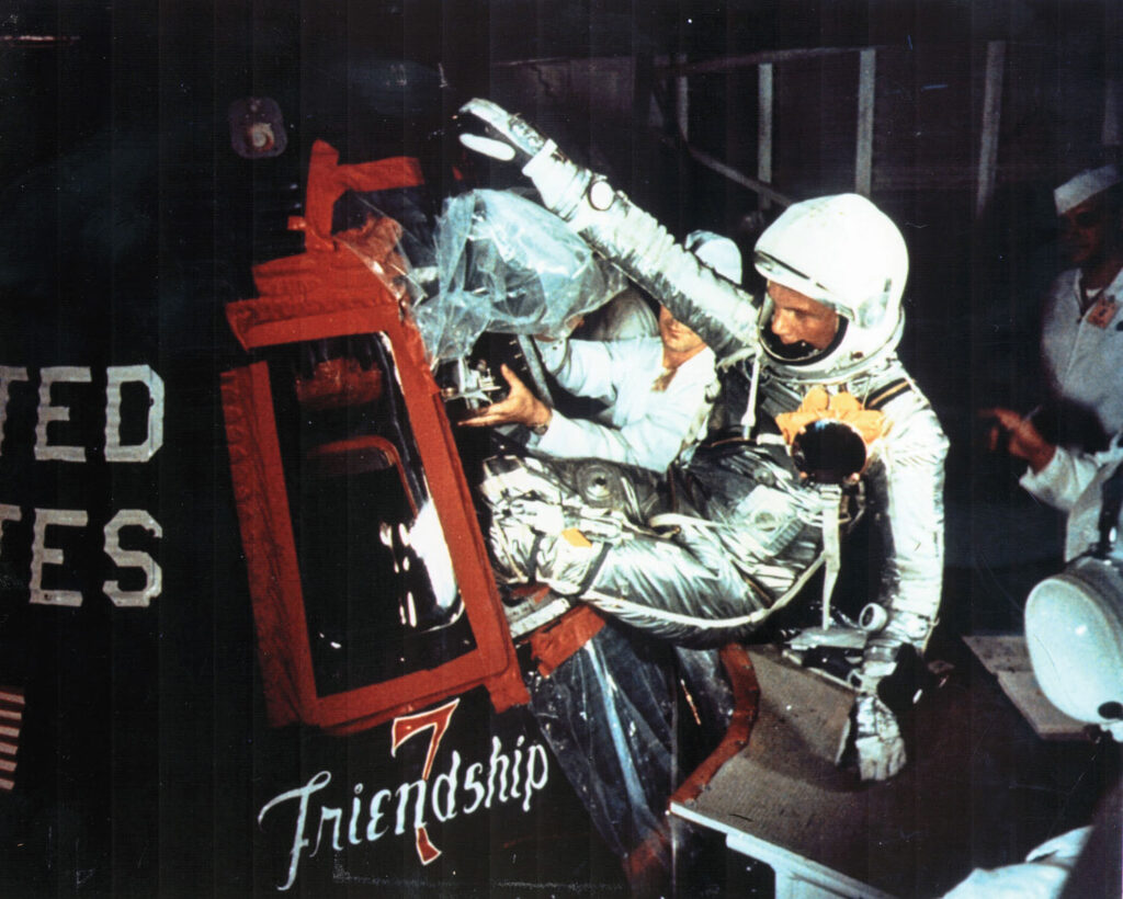 Astronaut John Glenn squeezed into the Friendship 7 capsule and was launched from LC-14 on February 20, 1962.
