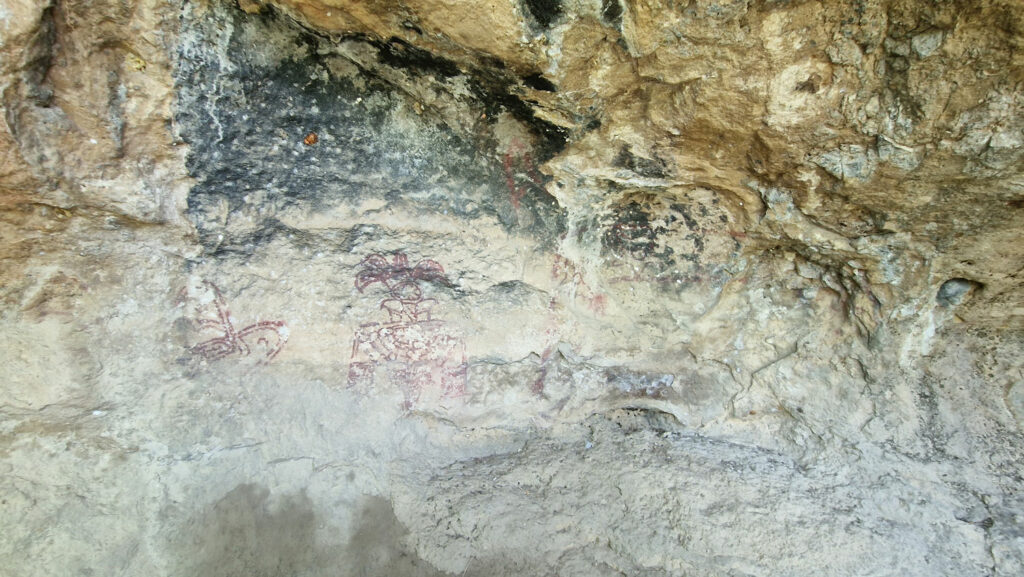 Painted glyphs in Cave 19, Chalcatzingo, Mexico