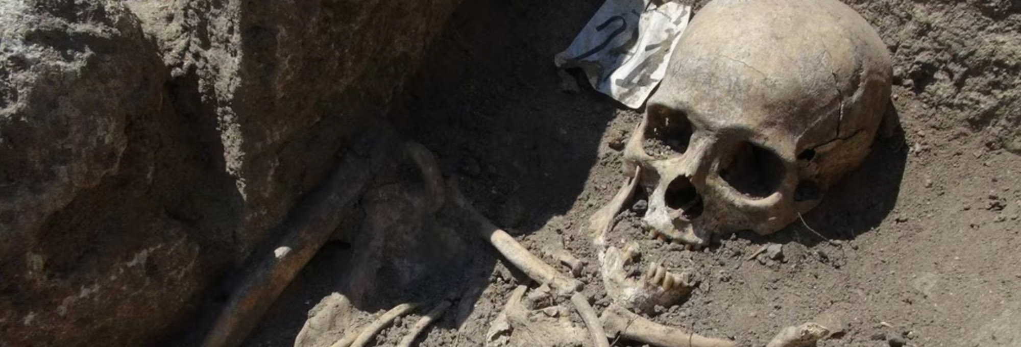 Skeleton pinned with metal object, Sozopol, Bulgaria